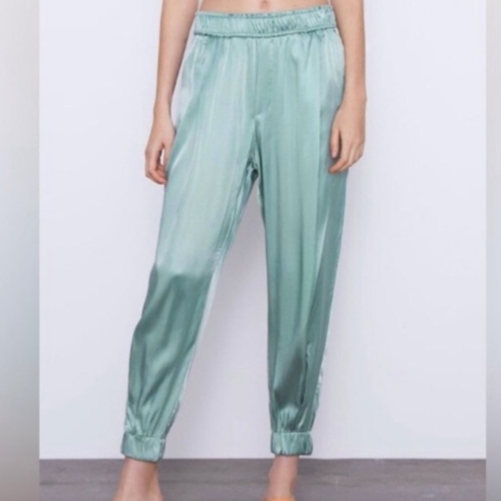 Zara “Silky” Teal Joggers Sz Small